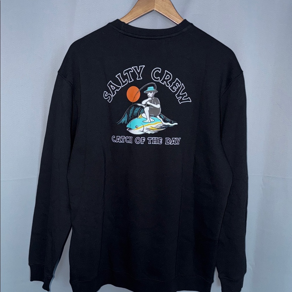 Salty Crew Black Crew Neck Coastal Skater NWT - Picture 5 of 10
